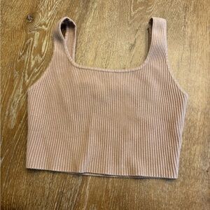 House of Harlow 1960 Ribbed Beige Crop Top